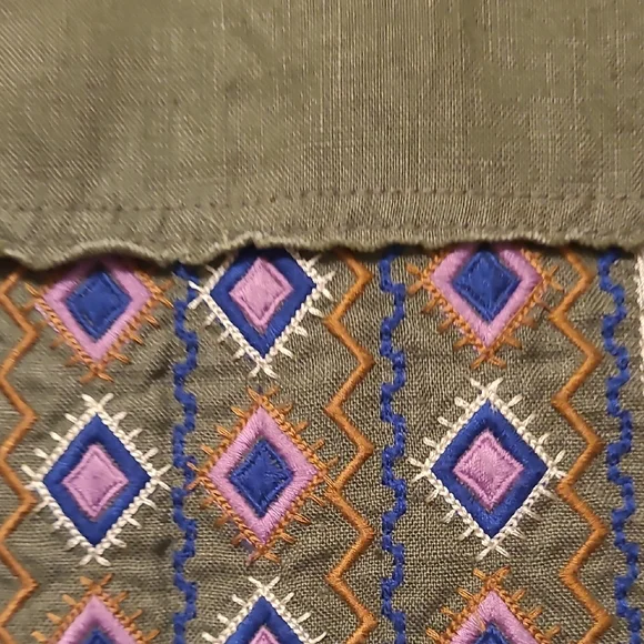 INC International Concept Army Green Linen Embellished Utility Jacket - Picture 10 of 10